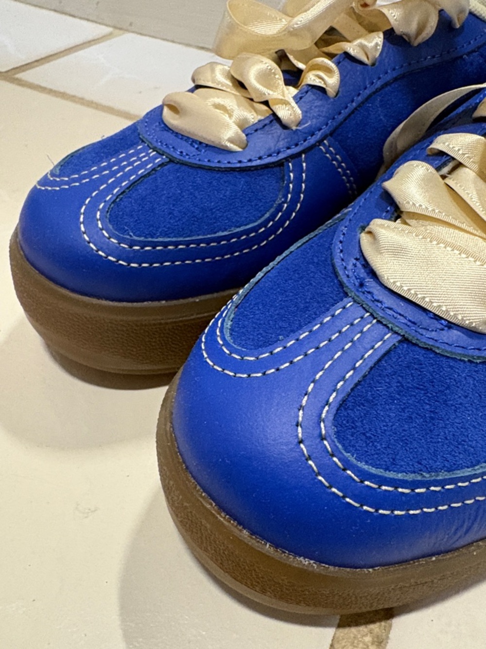 Puma Palermo Platform Sneakers in Blue & Cream - Picture 6 of 8